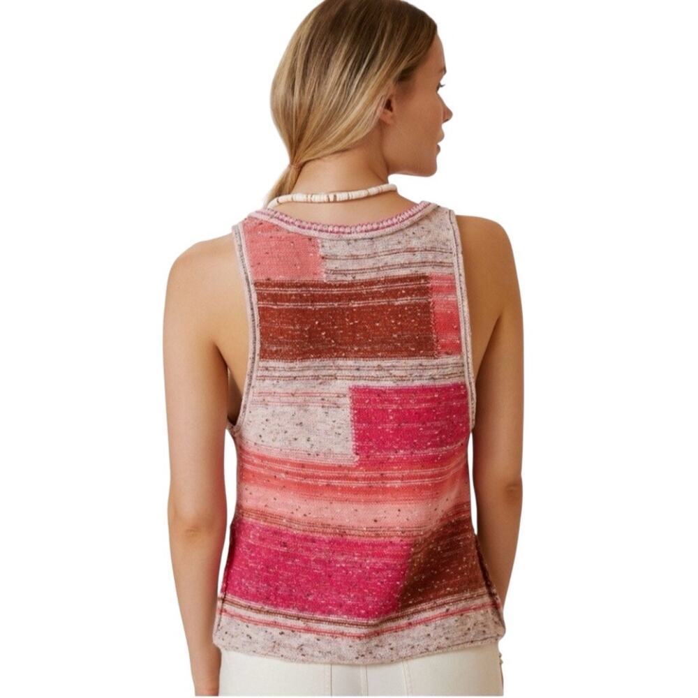 Anthropologie Pilcro Paipo Knit Sweater Tank in Pink Patchwork Size Medium - Picture 8 of 8
